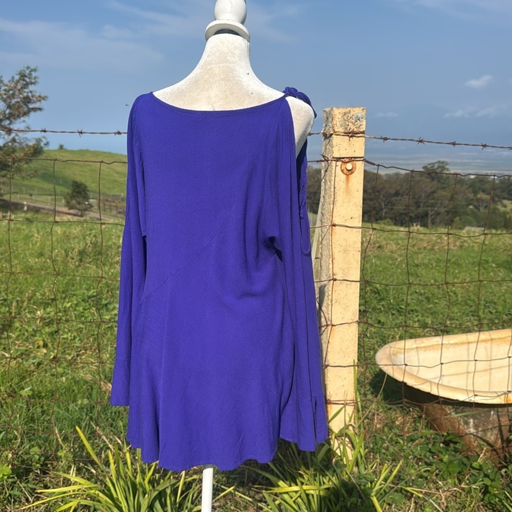 Free People Clear Skies Tunic Dress Violet Cold Shoulder asymmetrical hem Small - Picture 6 of 8